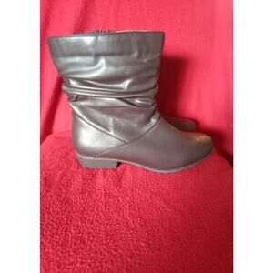 Slouch Women Brown Vegan Faux Leather Mid-Calf Boots Size 8W Comfortveiw Preppy